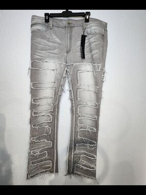 ROCKSTAR  ORIGINAL Men's Skinny Distressed Grey Jeans
